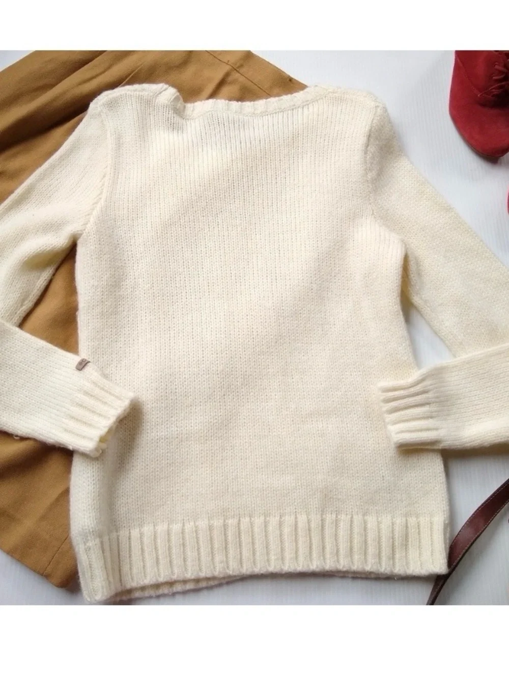 COLUMBIA Women’s Cable Knit Crew Neck Sweater Ivory L